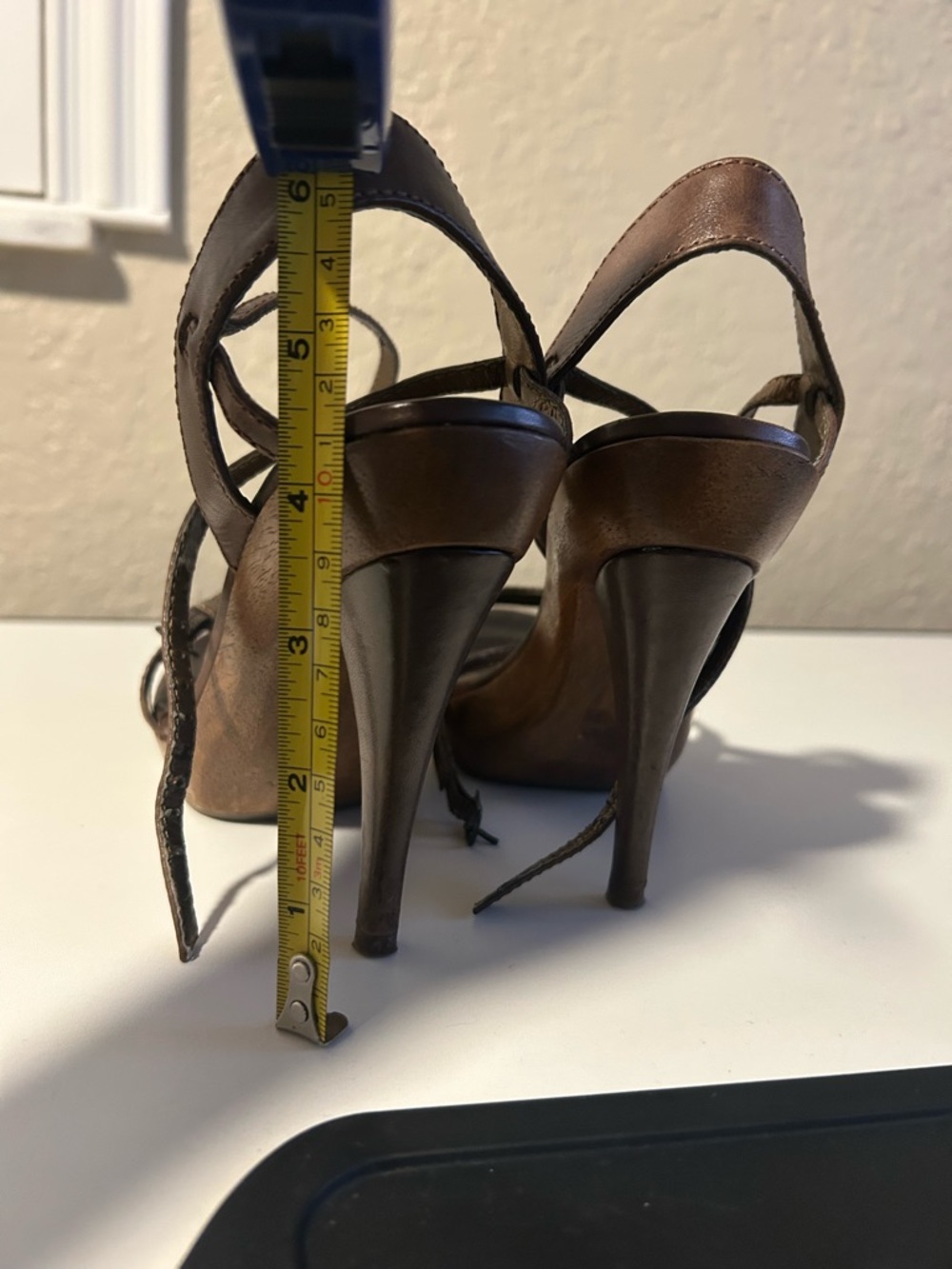 Aldo Brown Leather High Heel Sandals - Strappy Platform - Picture 4 of 5
